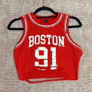 SHEIN Boston Vibrant Red Tank Top Basketball Style